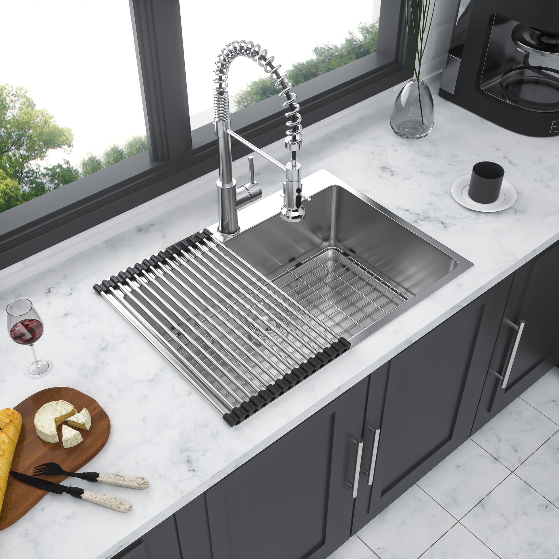 Drop In Kitchen Sink, 16 Gauge Stainless Steel, Single Bowl, Topmount Basin Daily Nest