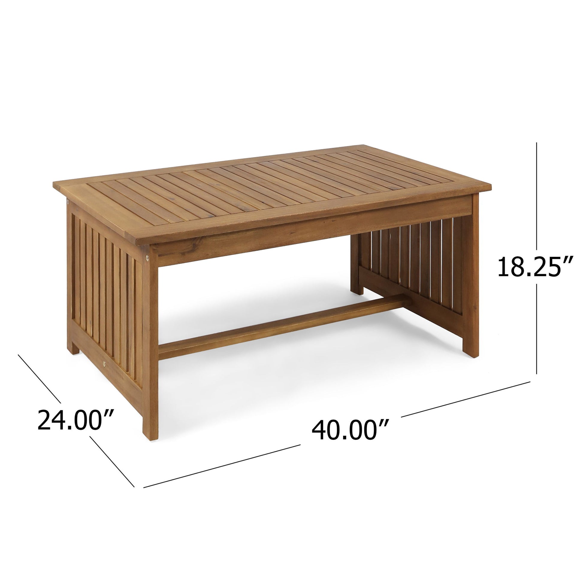 Acacia Wood Rectangular Patio Coffee Table For Outside Noble House