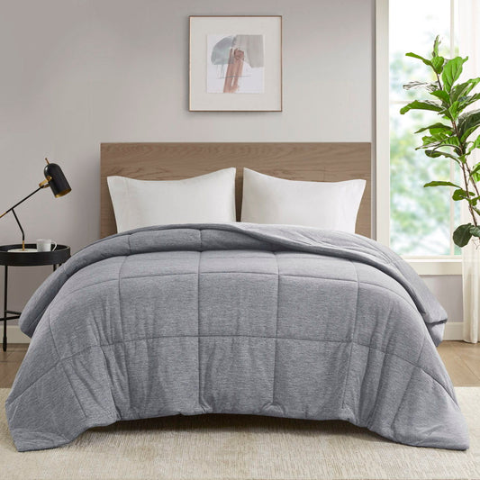 Comfort Cool Jersey Knit - Oversized Down Alternative Queen Comforter - Gray