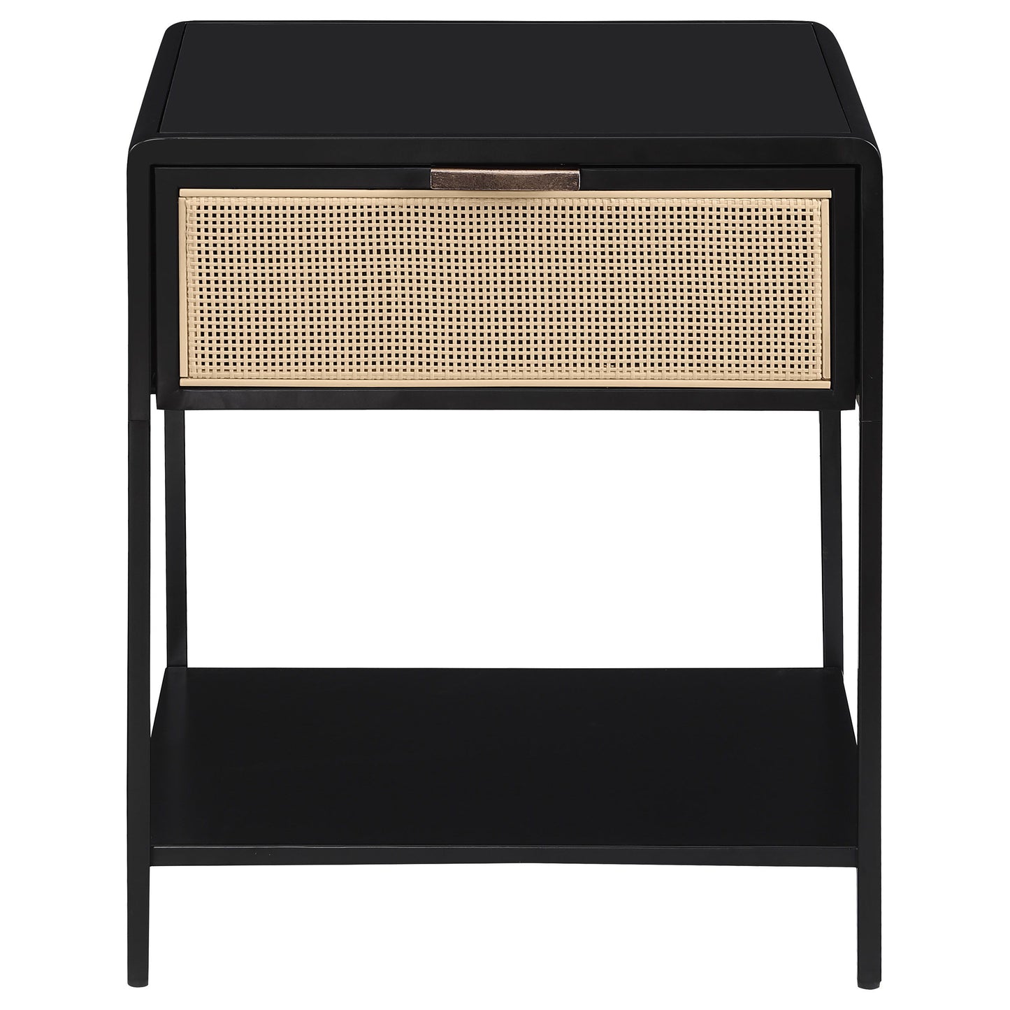 Amherst - 1-Drawer Radio Weave Rattan Metal Side Table