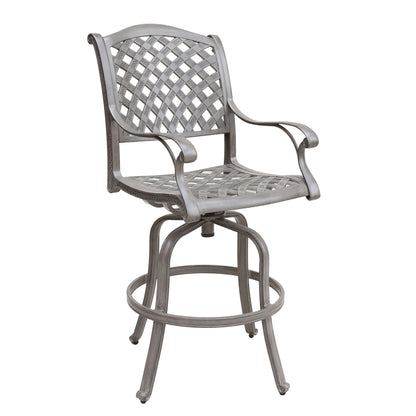 Cast Aluminum Bar Stool With Cushion (Set of 2) - Gray