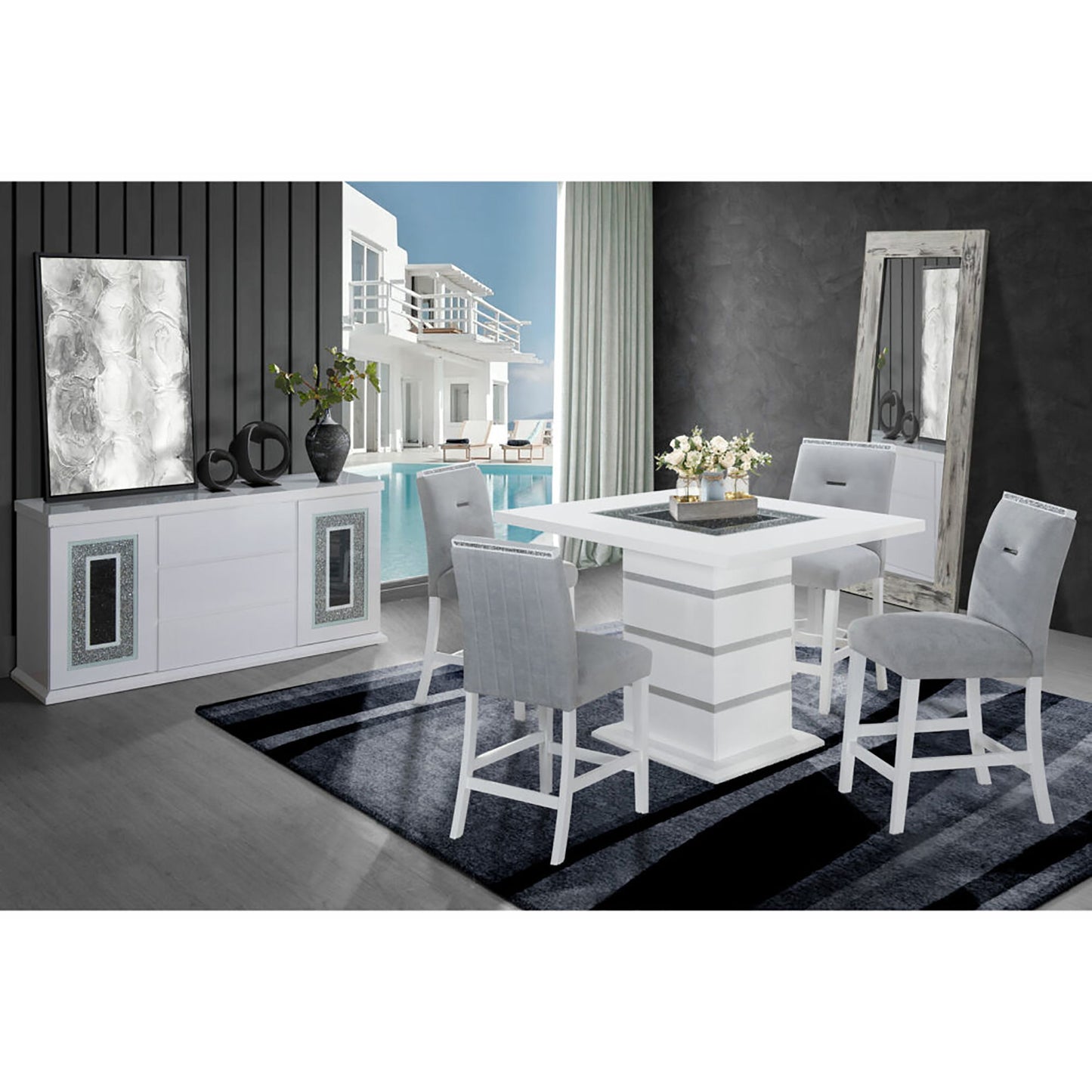 Ariya - 5 Pieces Bar Table And Bar Stool Set Global Furniture USA