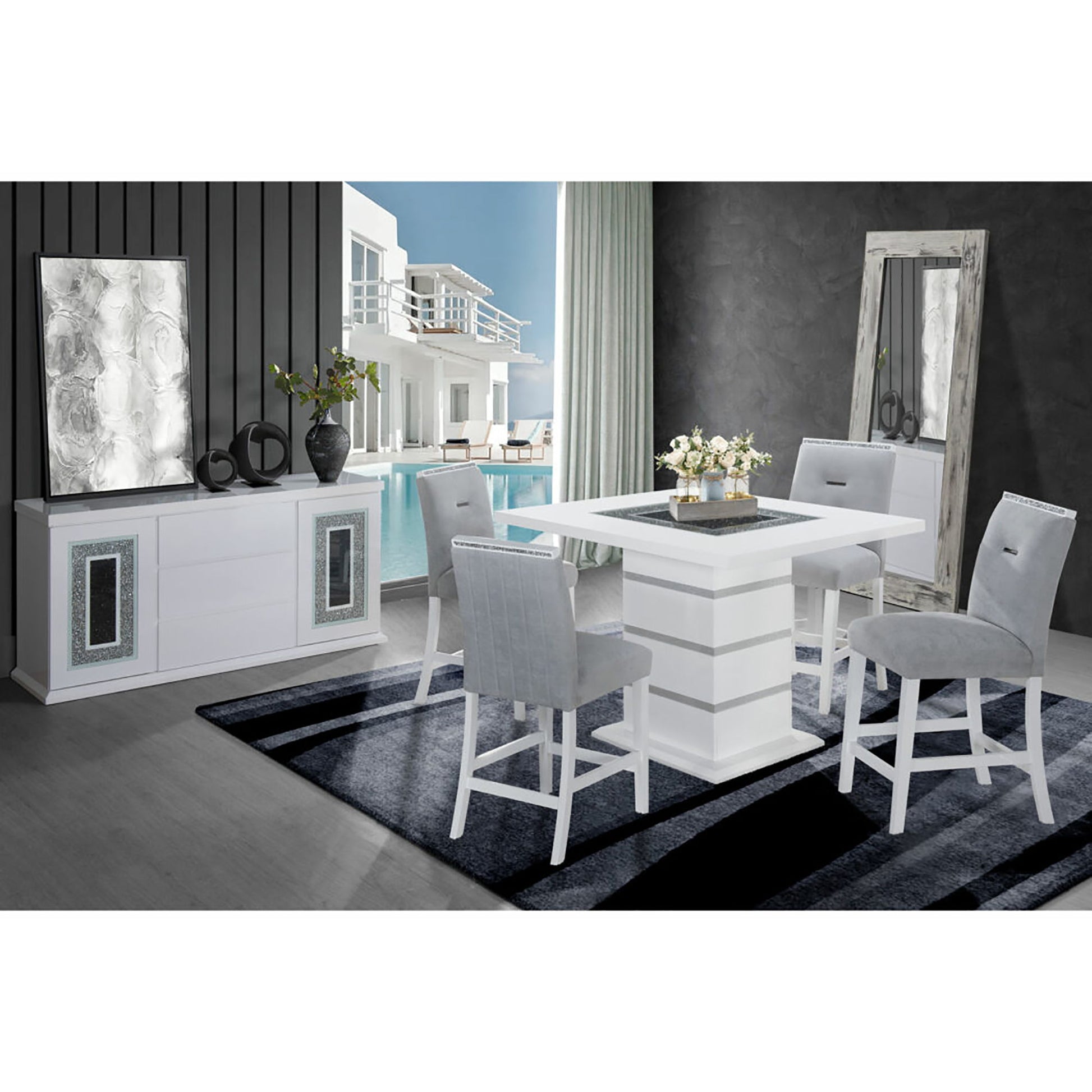 Ariya - 5 Pieces Bar Table And Bar Stool Set Global Furniture USA