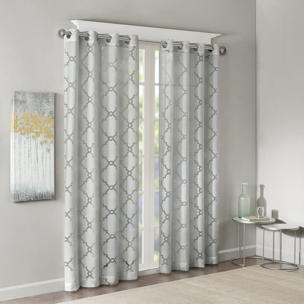 Eden - 63" Fretwork Burnout Sheer Panel - Gray