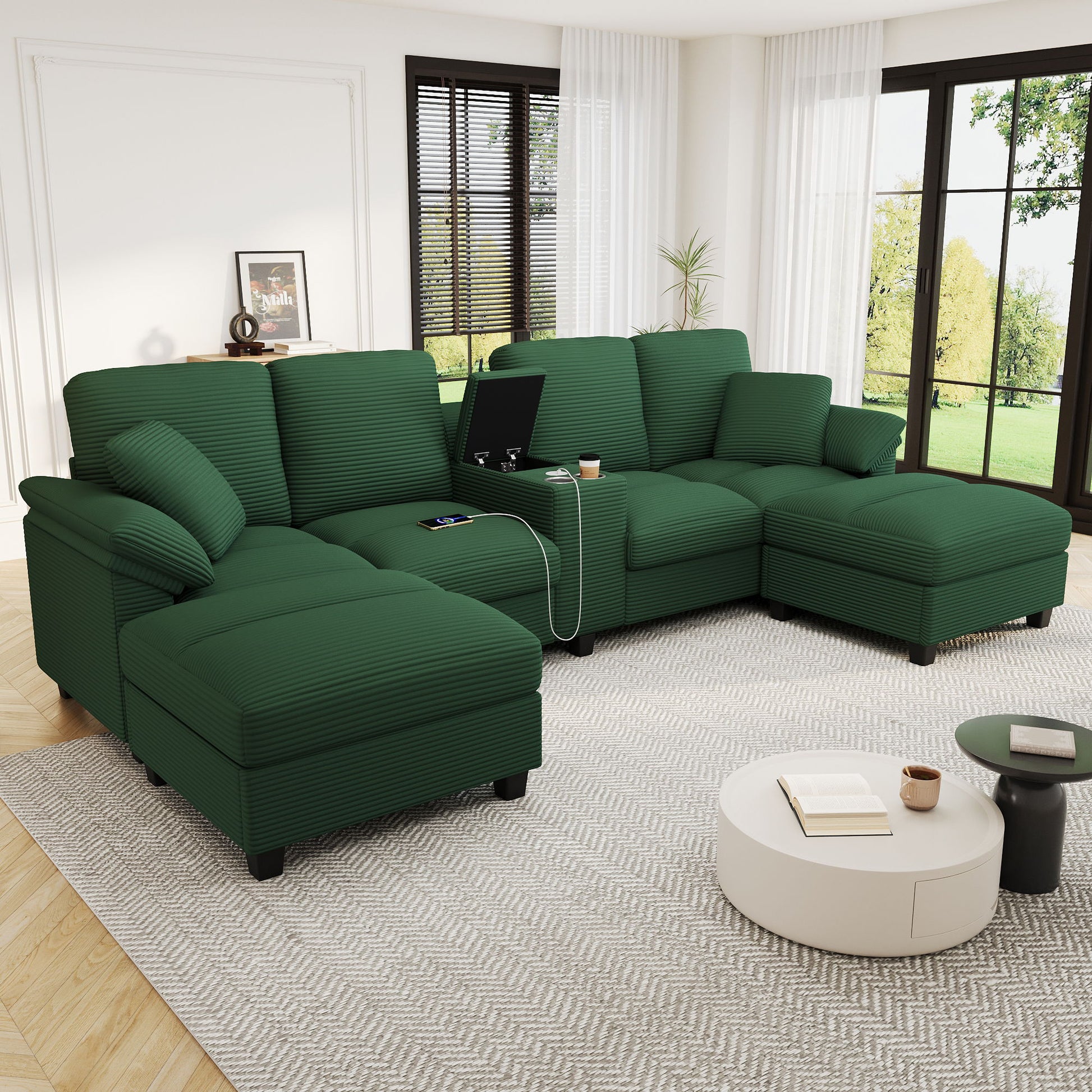 Modern U-Shaped Sectional Sofa With Storage Ottomans Hearth and Haven