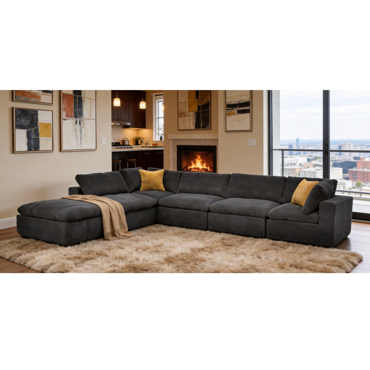 Custom Configuration Modular Sectional With Toss Pillows Home Essentials