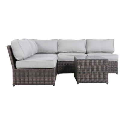 Comfortable Modern Patio Rattan Sectional Set With Cushions LSI Patio Furniture