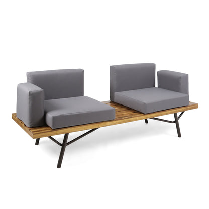 Outdoor Sofa With Cushions And Iron Legs - Dark Gray Noble House