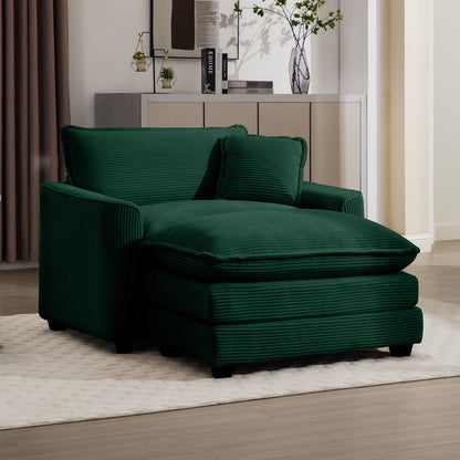 Classic Modern Comfortable Single Chair Deep Seat Sofa With Footstool Home Essentials