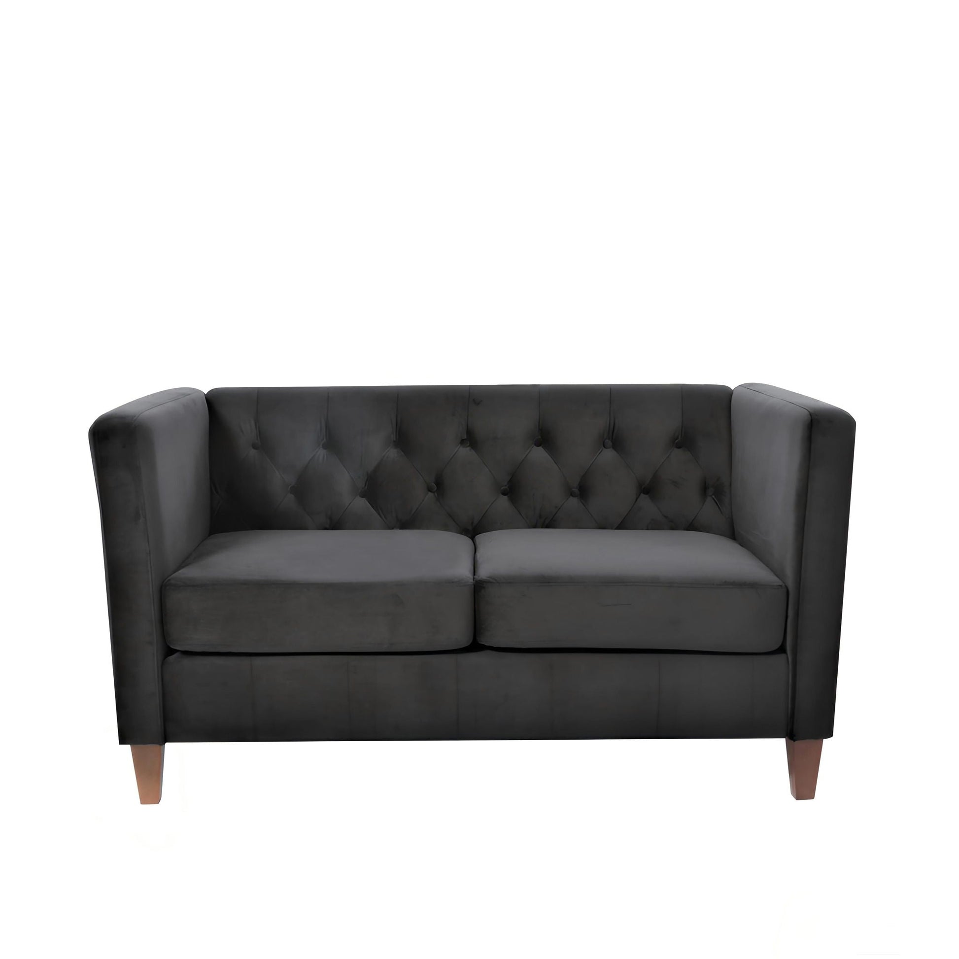 Button Tufted Loveseat, 2 Seater With Square Arm Couch For Living Room US Pride