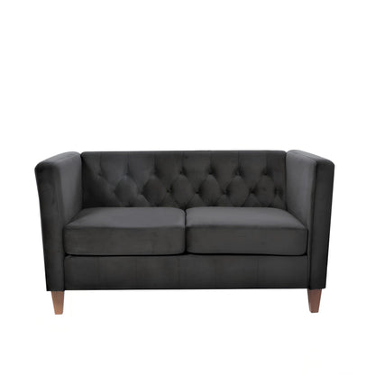 Button Tufted Loveseat, 2 Seater With Square Arm Couch For Living Room US Pride