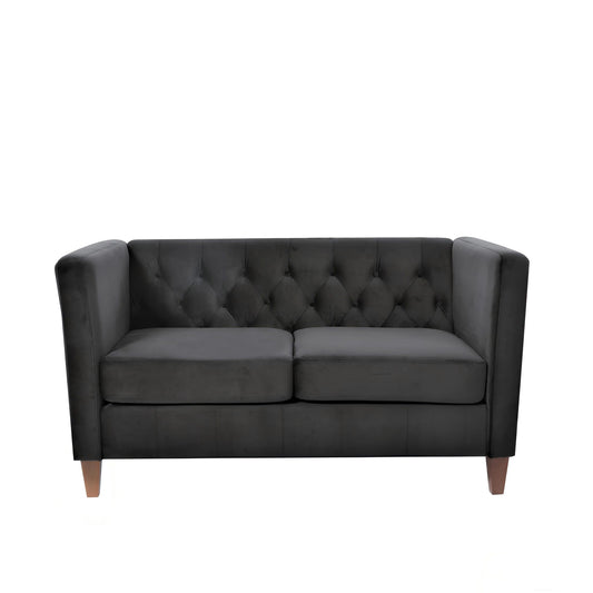 Button Tufted Loveseat, 2 Seater With Square Arm Couch For Living Room US Pride