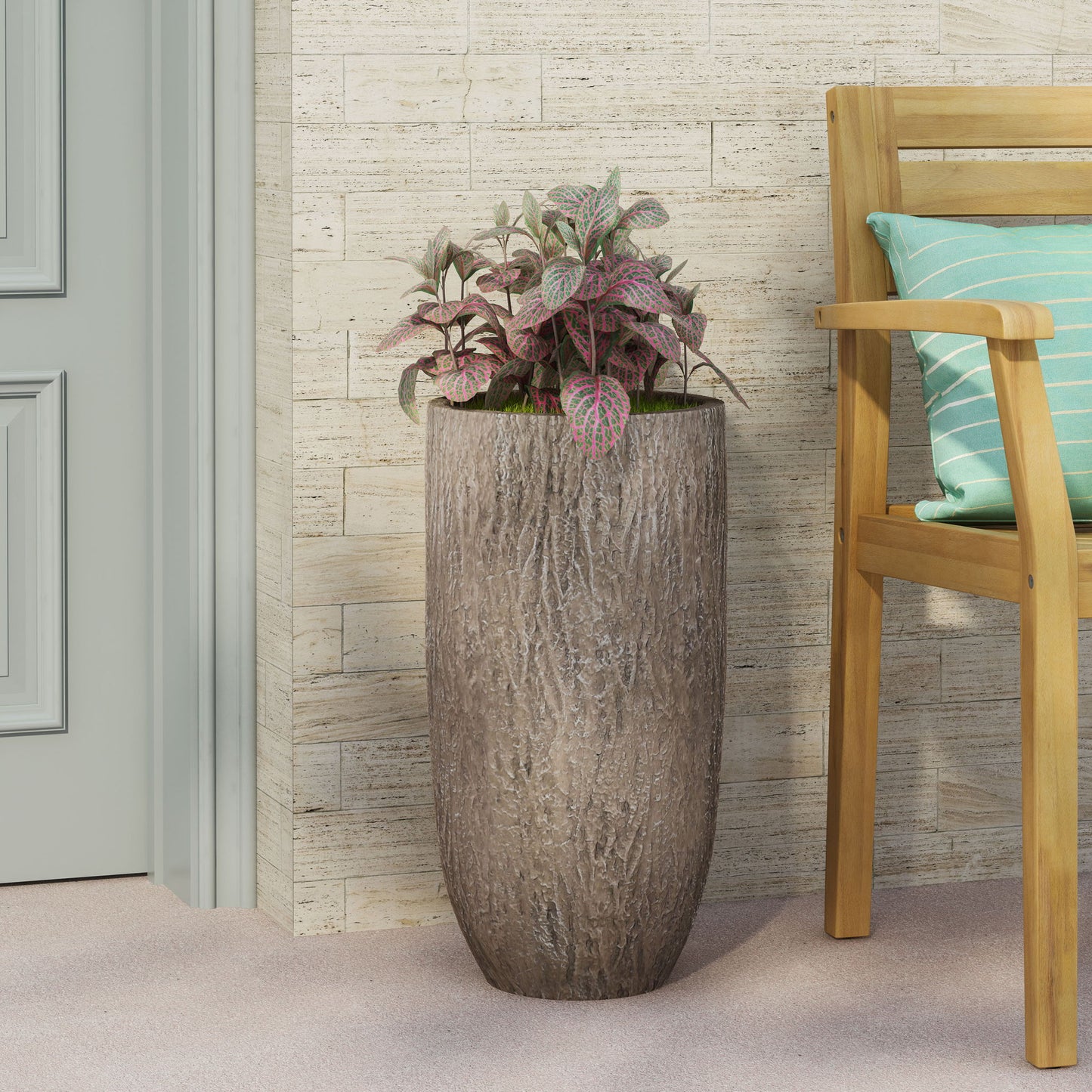 Magnesium Oxide Planter For Outdoor Use - Natural Wood Noble House
