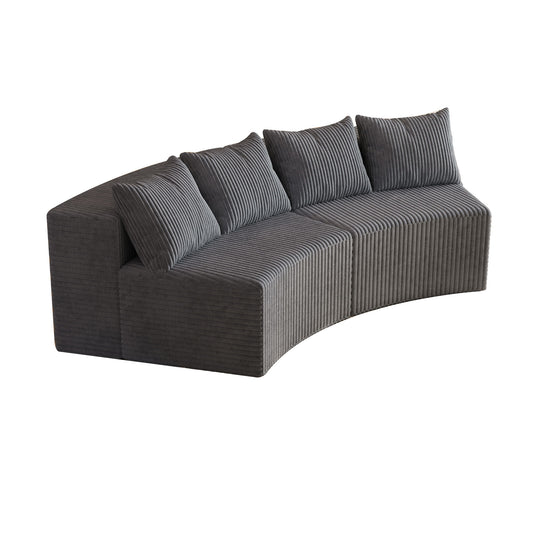 Curved Sectional Sofa With 4 Pillows, Modular Semi Circular Design Home Essentials