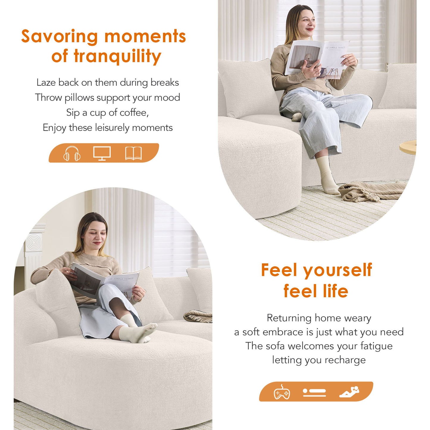 Combined Sofa With 4 Pillows Home Essentials