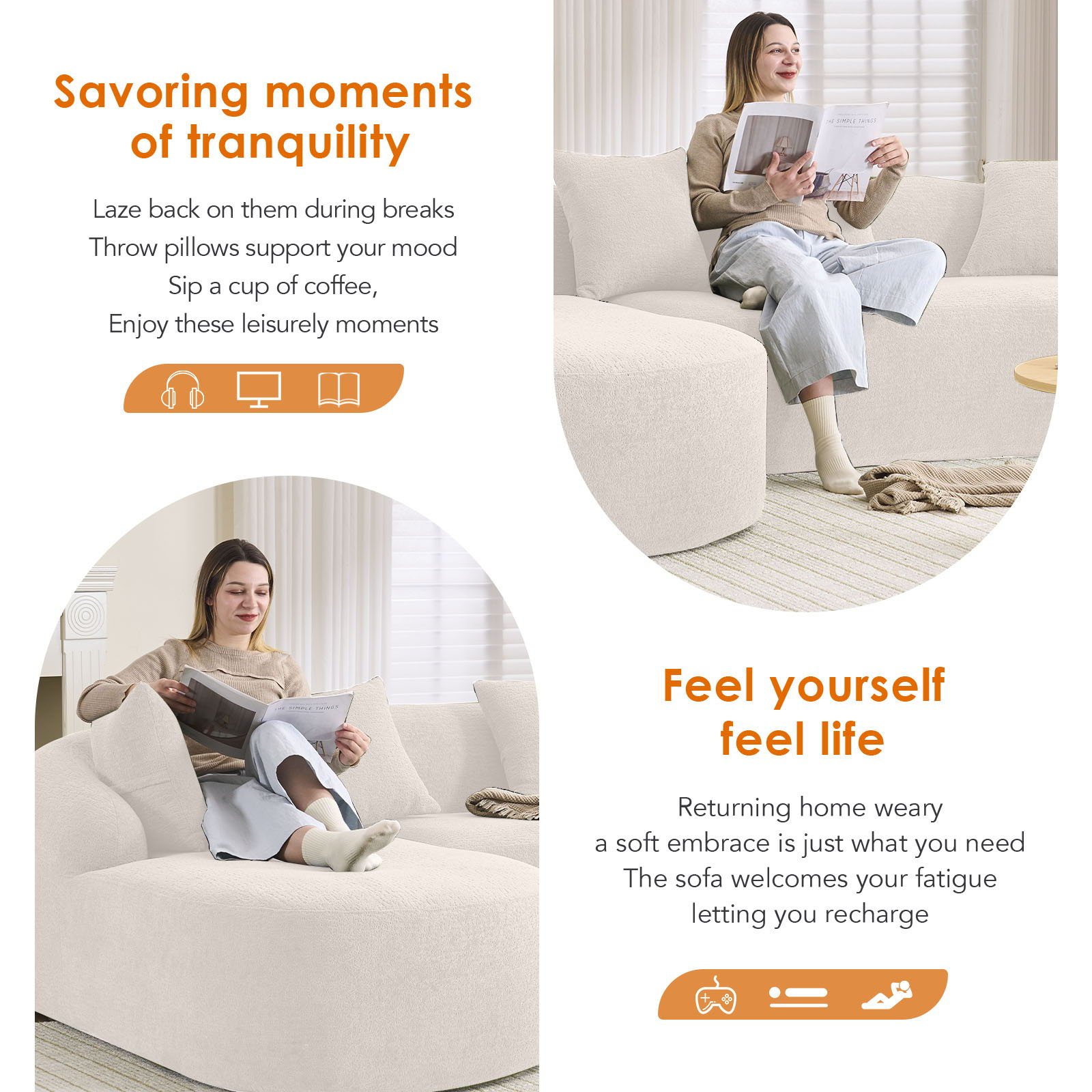 Combined Sofa With 4 Pillows Home Essentials