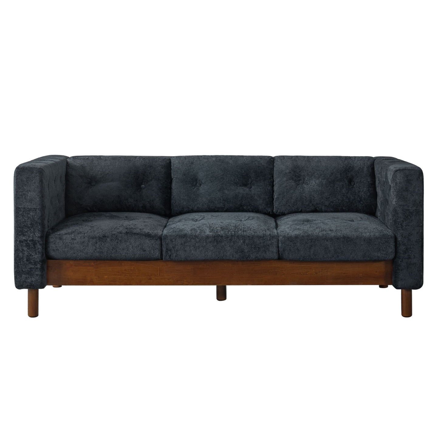 3 Seater Sofa With Square Arms, Tufted Pillow Back For Living Room Noble House