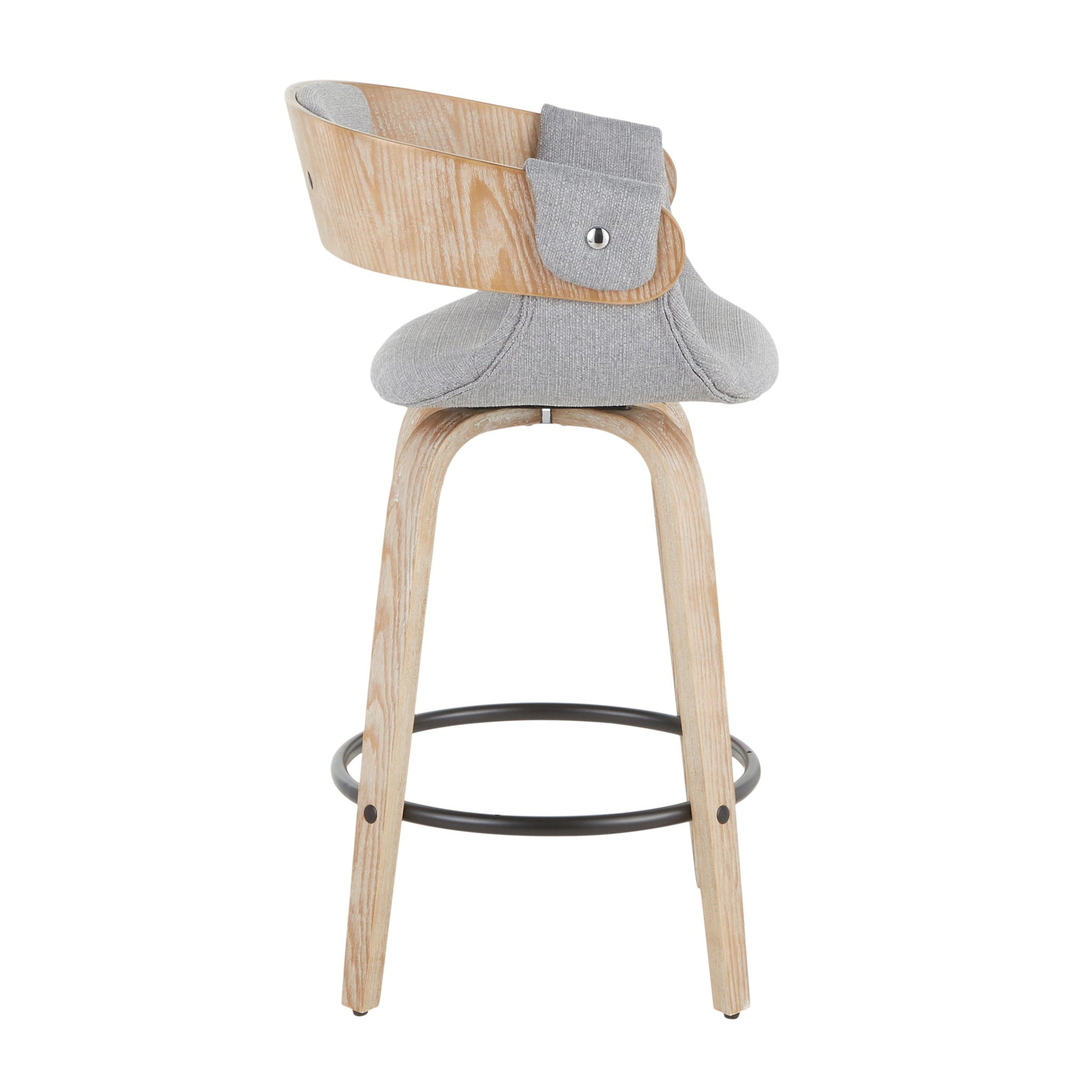 Elisa - Farmhouse Counter Stool (Set of 2) - White Washed / Gray Lumi Source