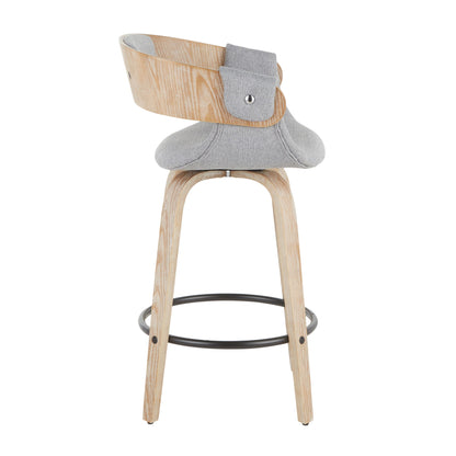 Elisa - Farmhouse Counter Stool (Set of 2) - White Washed / Gray Lumi Source