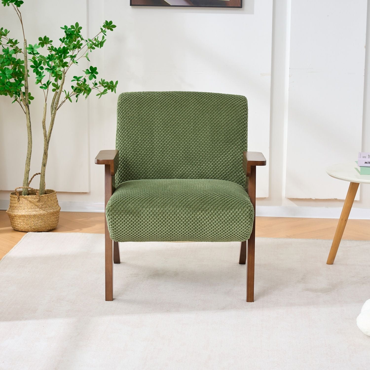 V-Shaped Armrest Accent Chair - Brown / Green Home Essentials
