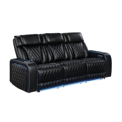 Electra - Power Reclining Sofa With Power Headrests, Drop Down Table, Reading Light, Massage, LED Lighting And USB Control Matrix Furniture Group