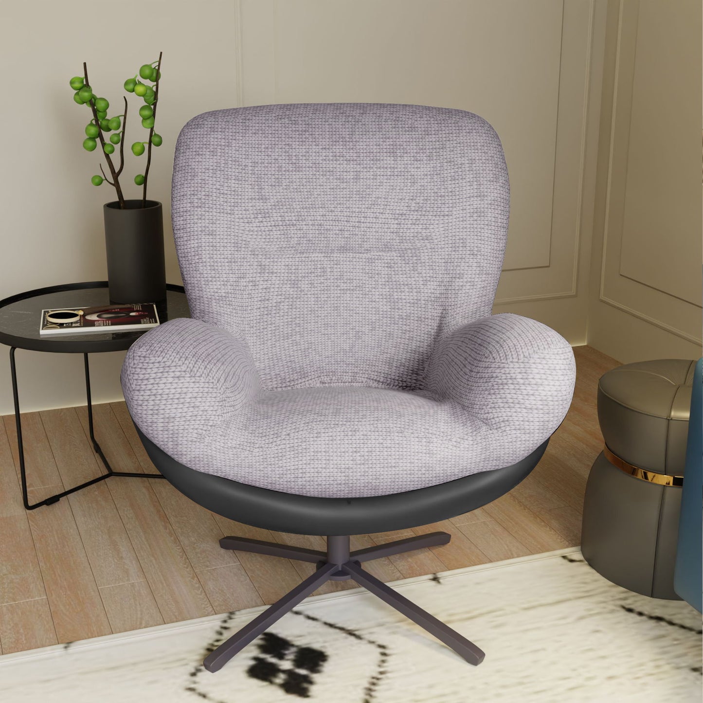 360° Swivel Office Chair, No Wheels Noble House