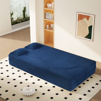 Modern Floor Sleeper Sofa Bed With 2 Pillows, Convertible Twin Size Folding Mattress For Living Room Home Essentials