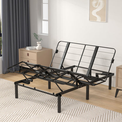 Zero Clearance Adjustable Bed Base Frame With Quiet Motor And Dual USB Ports, Queen Size - Black Home Essentials