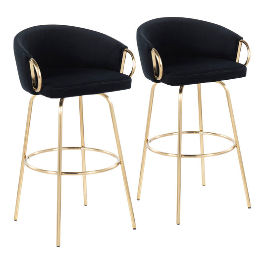 Claire - Contemporary / Glam Fixed Height Bar Stool (Set of 2) Round Footrest (Set of 2) Lumi Source