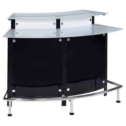 Keystone - Curved Glass Top Home Bar Wine Cabinet - Black CoasterEssence
