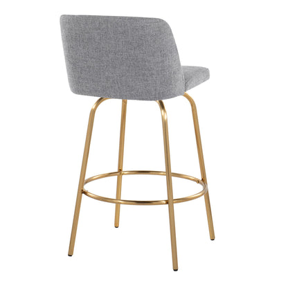 Toriano - Contemporary, Fixed Height Counter Stool With Swivel With Round Footrest (Set of 2) Lumi Source