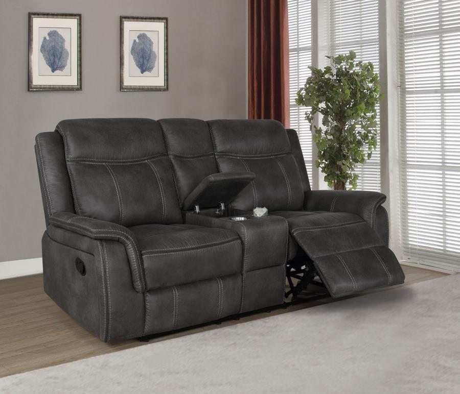 Lawrence - Upholstered Padded Arm Reclining Loveseat - Charcoal CoasterEveryday