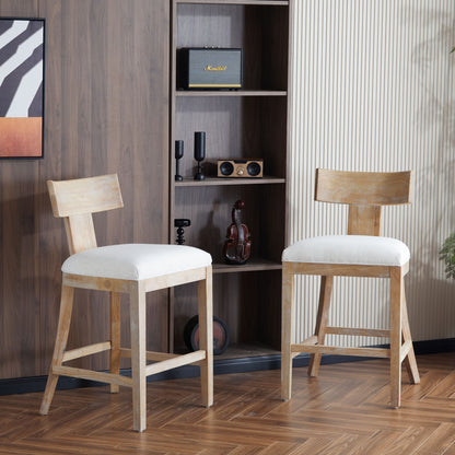 Upholstered Counter Height Bar Stools With Solid Rubber Wood Frame (Set of 2) Noble House