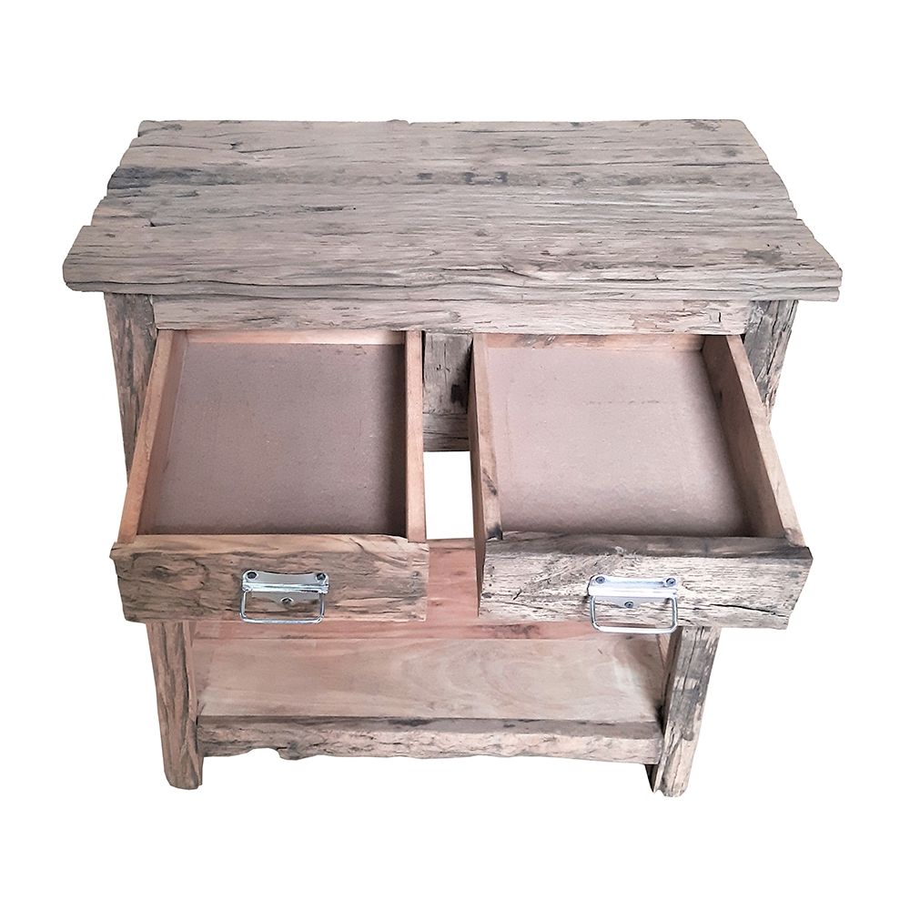 Rustic 2 Drawer Kitchen Island - Wood Home Essentials
