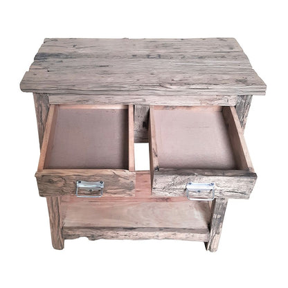 Rustic 2 Drawer Kitchen Island - Wood Home Essentials
