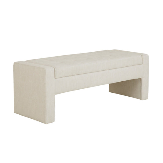 Elegant Soft Close Storage Bench Polyester Upholstery - Cream - Snoozhouse