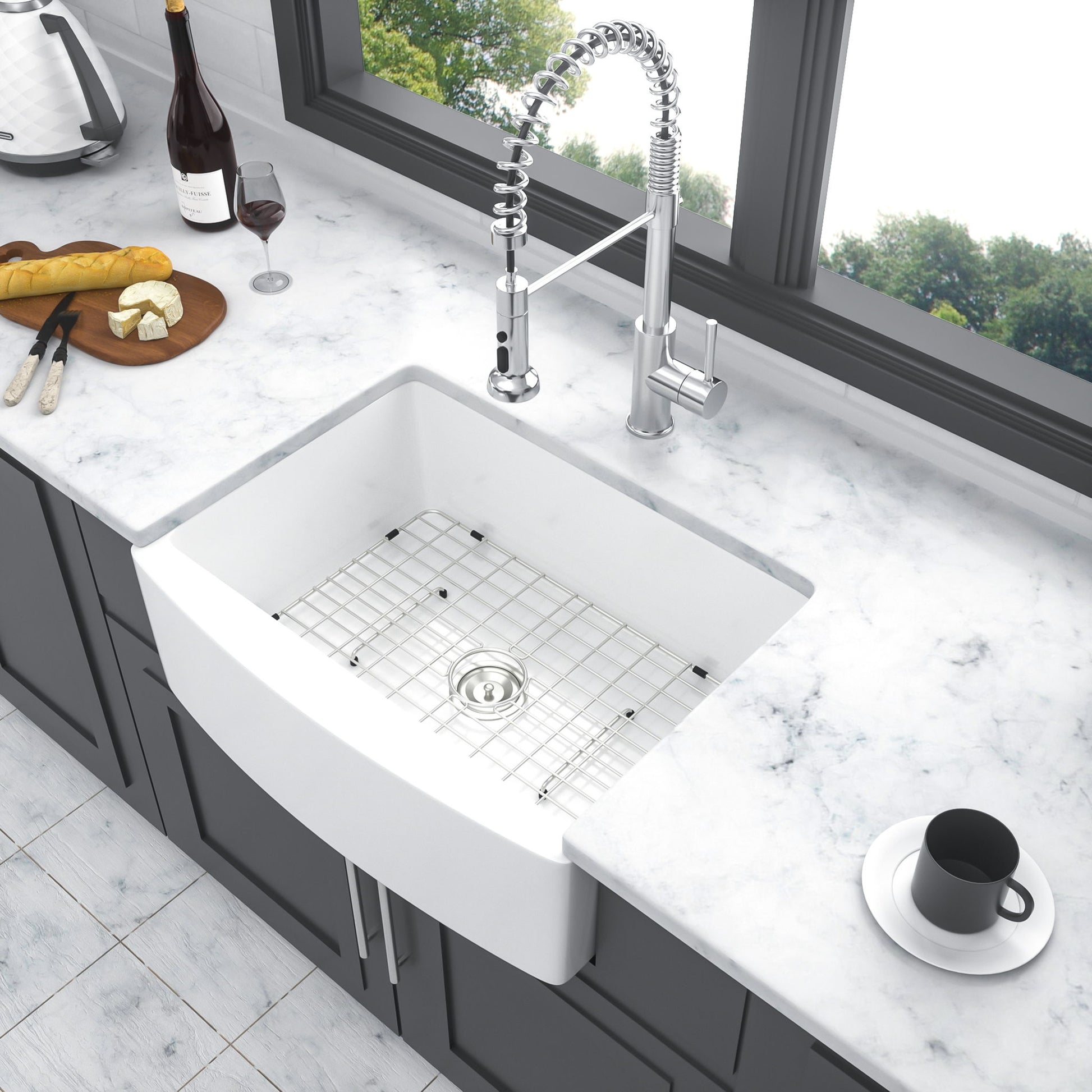 Farmhouse Sink, Apron Front Single Bowl With Arch Edge Design Daily Nest