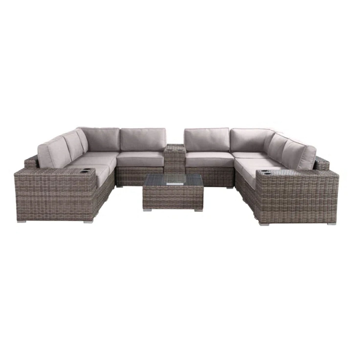 Modern Patio Rattan Sectional Set With Cushions LSI Patio Furniture