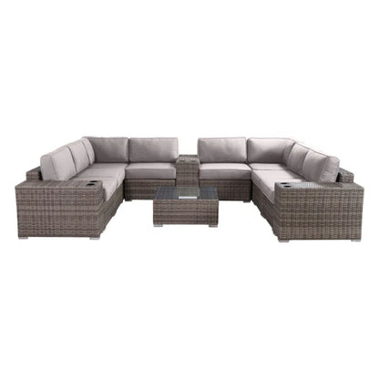 Modern Patio Rattan Sectional Set With Cushions LSI Patio Furniture