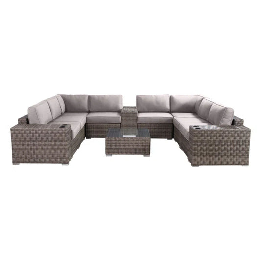 Modern Patio Rattan Sectional Set With Cushions LSI Patio Furniture