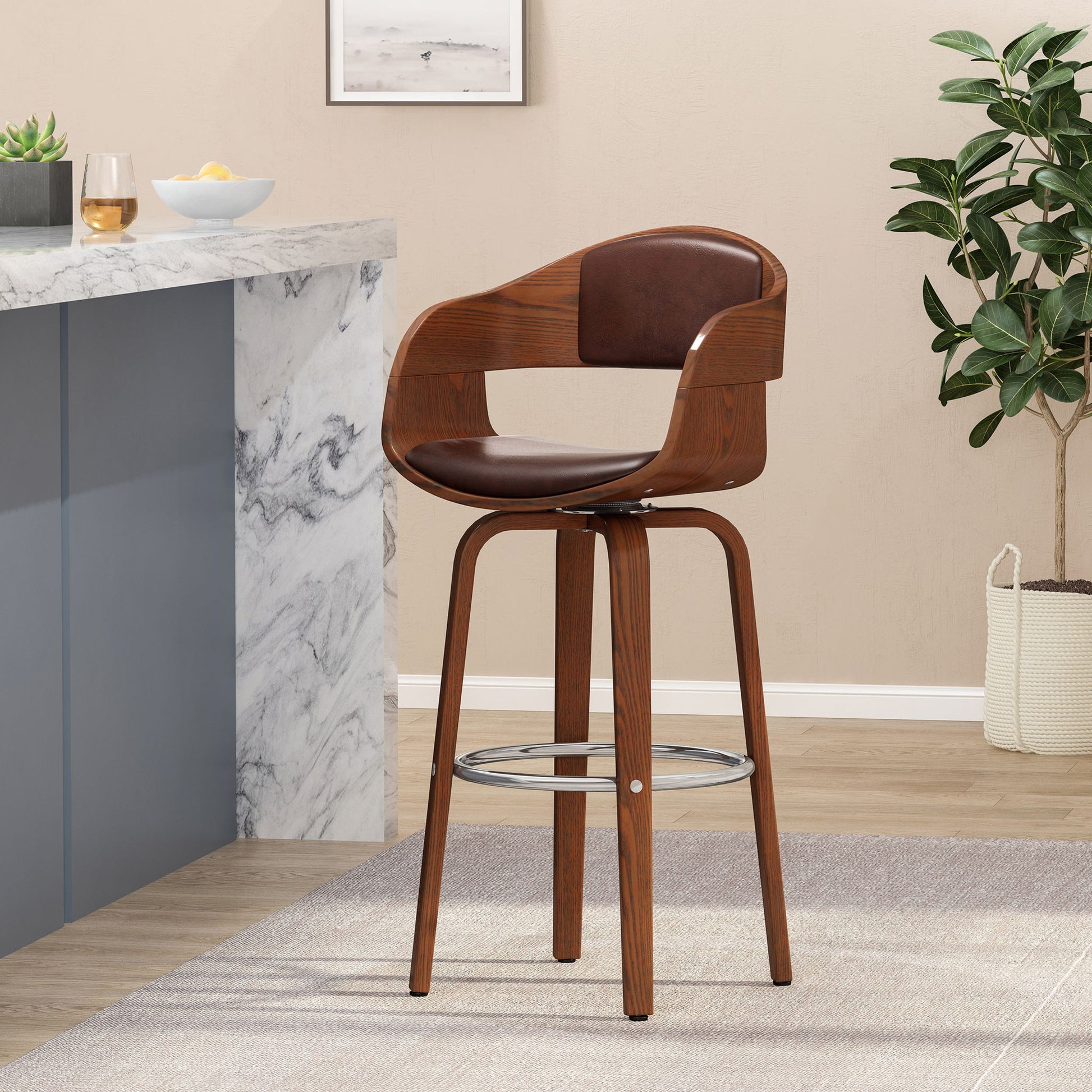 Modern Bar Stool, Swivel Function Noble House