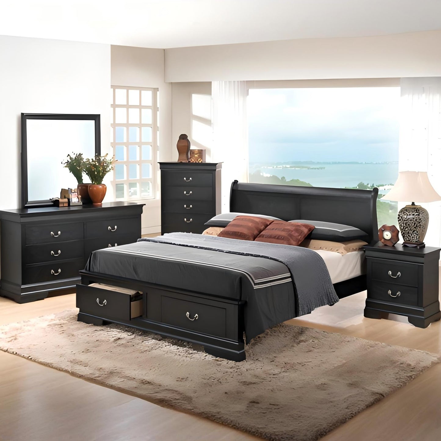 Upholstered Panel Sleigh Bed Design Glory Furniture
