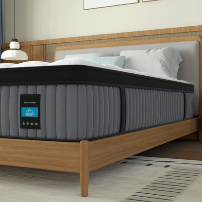 14" King Hybrid Mattress, Memory Foam & Pocket Spring Bed, Cooling, Pressure Relief, Back & Hip Support - Gray / White Somnus Mattress USA