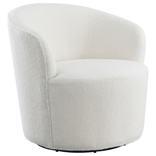 Tempest - Upholstered Barrel Back Swivel Chair - White Furniture Max