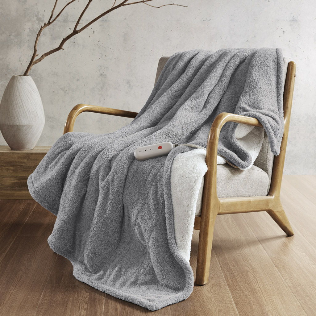 Amira - Dream Soft Heated Throw - Gray Sharper Image