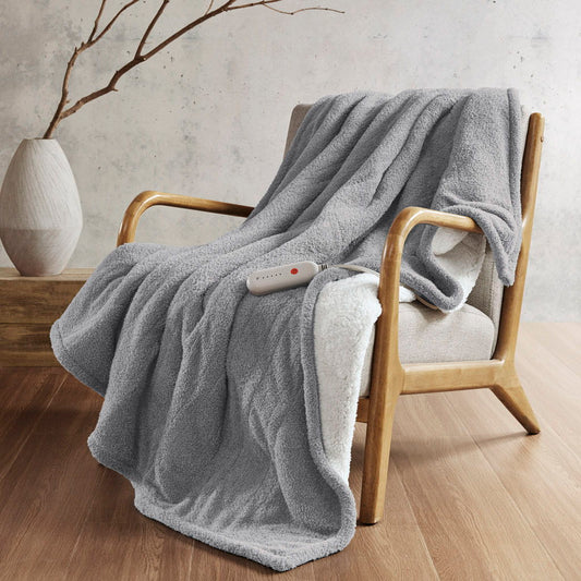 Amira - Dream Soft Heated Throw - Gray Sharper Image