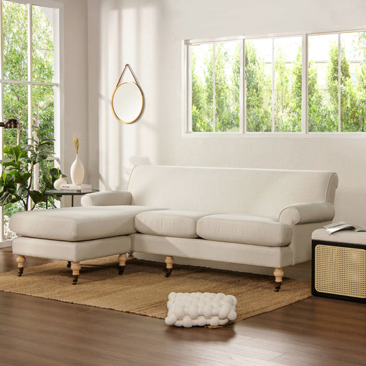 Alana - L-Shape Reversible Sectional Sofa - Light Beige Jennifer Taylor Home
