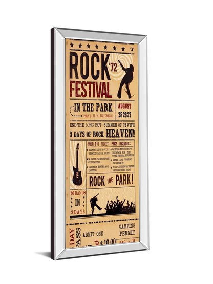 Rock Festival By The Vintage Collection - Mirrored Frame Wall Art - Light Brown