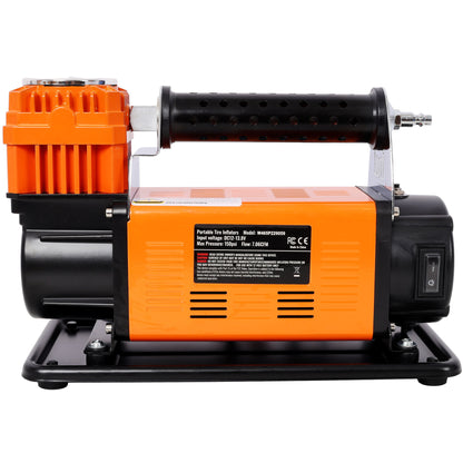 Heavy Duty 12V Air Compressor, Tire Inflator With Pressure Gauge, Compact Size - Black / Orange Daily Nest