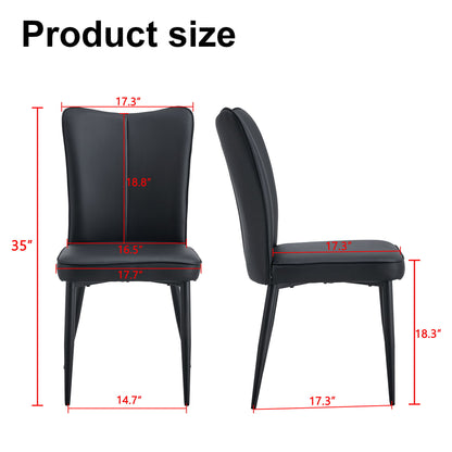 Modern Chair Set 4 Pieces With Vertical Backrest Design For Kitchen And Living Rooms - Black Home Essentials
